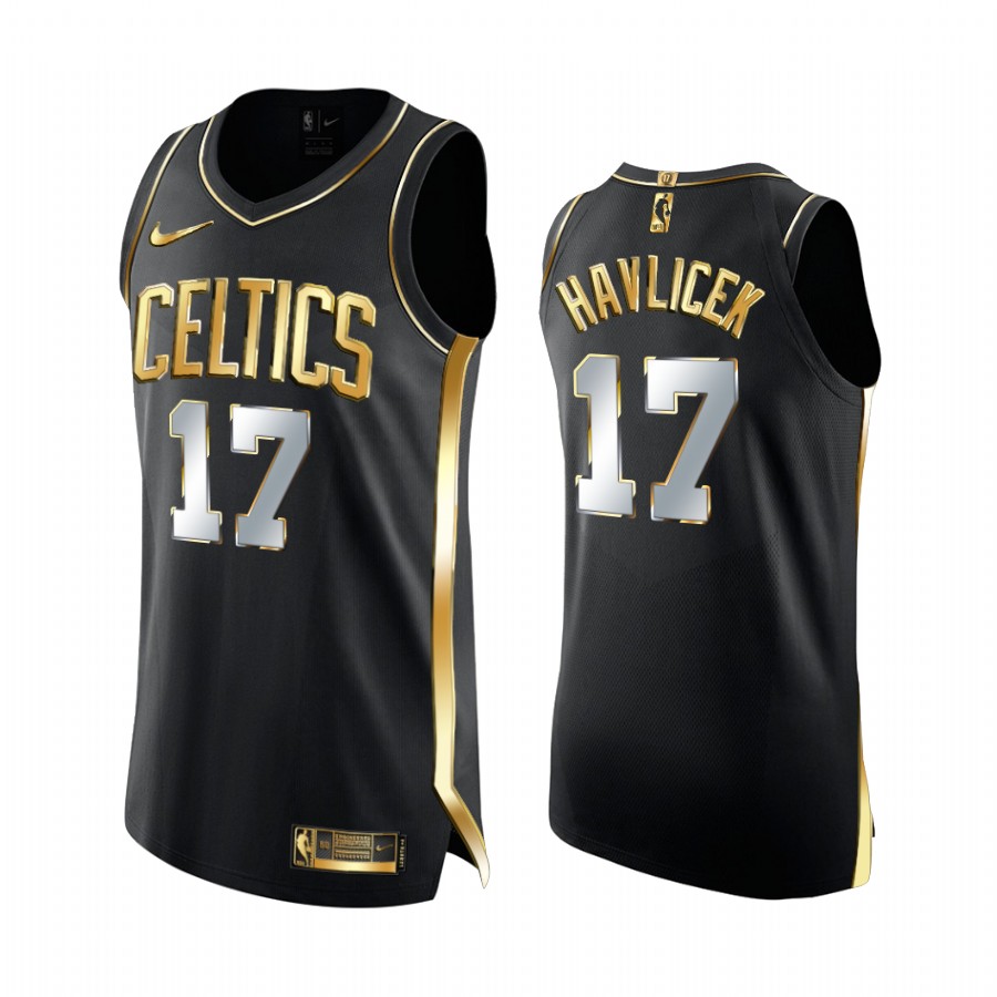 Men's Boston Celtics John Havlicek #17 Limited Edition Black Golden 2020-21 Jersey 2401MILN